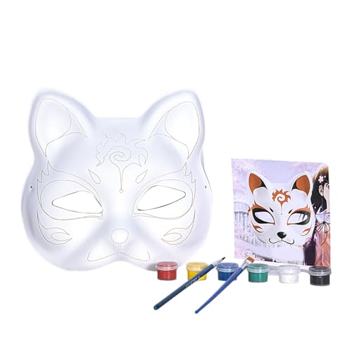 YIZITU Maskerade Gesicht Handgemalt Fuchs Gesicht Katzen Gesicht für Halloween Cosplay Unlackiertes Gesicht YIZITU Maskerade Gesicht Handgemalt Fuchs Gesicht Katzen Gesicht für Halloween Cosplay Unlackiertes Gesicht von YIZITU