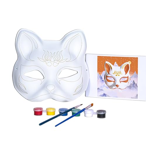 YIZITU Maskerade Gesicht Handgemalt Fuchs Gesicht Katzen Gesicht für Halloween Cosplay Unlackiertes Gesicht YIZITU Maskerade Gesicht Handgemalt Fuchs Gesicht Katzen Gesicht für Halloween Cosplay Unlackiertes Gesicht von YIZITU