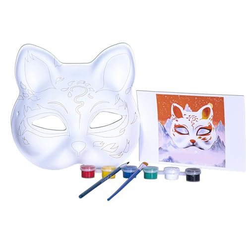 YIZITU Maskerade Gesicht Handgemalt Fuchs Gesicht Katzen Gesicht für Halloween Cosplay Unlackiertes Gesicht YIZITU Maskerade Gesicht Handgemalt Fuchs Gesicht Katzen Gesicht für Halloween Cosplay Unlackiertes Gesicht von YIZITU