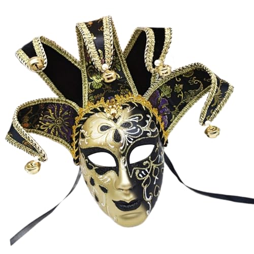 YIZITU Maskerade Vollgesicht mit Glocken, Vintage-Komödie für Männer und Frauen, Halloween, Cosplay, Maskerade, Abschlussball, Partys, Halloween YIZITU Maskerade Vollgesicht mit Glocken, Vintage-Komödie für Männer und Frauen, Halloween, Cosplay, Maskerade, Abschlussball, Partys, Halloween von YIZITU