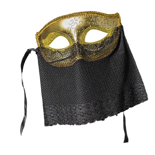 YIZITU Maskerades Venezianer-Kostüm, Halloween-Kostüm, Karneval für Herren, halbes Gesicht mit Schleier, Venezianer, Damen, für Maskeraden YIZITU Maskerades Venezianer-Kostüm, Halloween-Kostüm, Karneval für Herren, halbes Gesicht mit Schleier, Venezianer, Damen, für Maskeraden von YIZITU