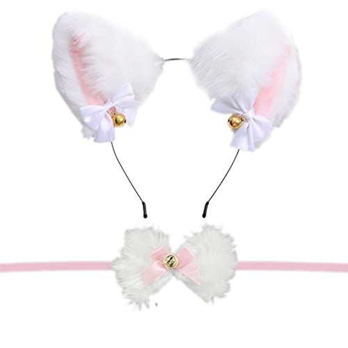 YIZITU Mode Halloween Für Katzenohren Stirnband Anime Cosplay Party Kostüm Prop Kopfbedeckung Plüsch Neko Ohrstirnband Für G Anime Plüsch Katze Ohren Kopfbedeckung Glocken Kostüm Halloween Party von YIZITU