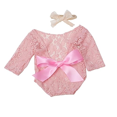 YIZITU Neugeborene Fotografie Outfits Mädchen Neugeborene Fotografie Requisiten Mädchen Spitze Strampler Fotoshooting Outfits Baby Foto Requisiten Foto Requisite Outfit Requisite von YIZITU