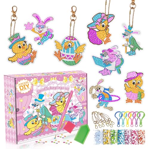 YIZITU Osterdiamondpaint Kit Diamondpainting Schlüsselbunny Für Kinder Spielzeug Keychain Kit von YIZITU