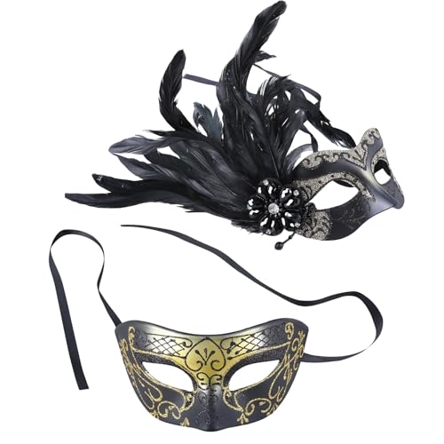 YIZITU Paar-Maskerade, halbes Gesicht, Auge, Party, Halloween-Kostüm, Karneval von YIZITU