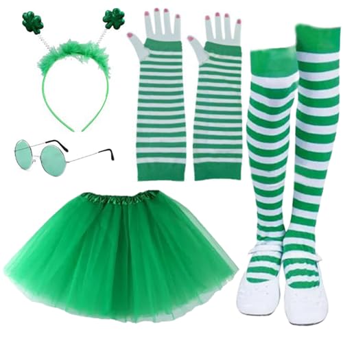YIZITU Patricks Day Kostüm Patricks Day Kleidung Patricks Day Hut Fliege Brille Beinärmel und lange Handschuhe YIZITU Patricks Day Kostüm Patricks Day Kleidung Patricks Day Hut Fliege Brille Beinärmel und lange Handschuhe von YIZITU