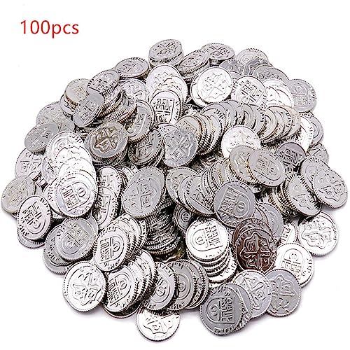 YIZITU Piraten Goldmünzen Halloween Faux Gold Plastik Plastik Home Weihnachtsdekoration Kinderpartybevorzugt Spielen Vorräte Packung Von 100 Pokerkarten Pokerkarten Professionelle Schwarz Chip Set von YIZITU