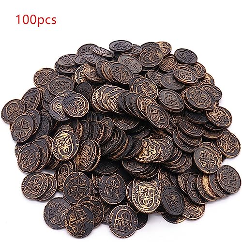 YIZITU Piraten Goldmünzen Halloween Faux Gold Plastik Plastik Home Weihnachtsdekoration Kinderpartybevorzugt Spielen Vorräte Packung Von 100 Pokerkarten Pokerkarten Professionelle Schwarz Chip Set von YIZITU