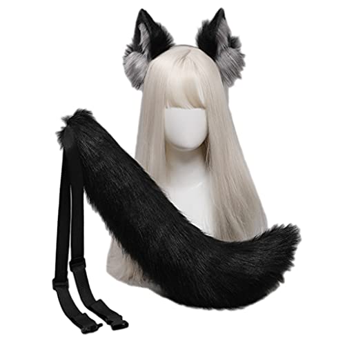 YIZITU Plüsch-Haarreifen, Wolfsohren, Kopfbedeckung, Schwanz, Set, pelziges Haarband, Kopfbedeckung, Anime-Kostüm, Cosplay-Zubehör YIZITU Plüsch-Haarreifen, Wolfsohren, Kopfbedeckung, Schwanz, Set, pelziges Haarband, Kopfbedeckung, Anime-Kostüm, Cosplay-Zubehör von YIZITU
