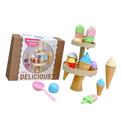 YIZITU Proptieren Sie Spielspielzeug Für Eisdiele Mit Austauschbaren Teilen Fördern Die Kognitive Entwicklung Durch Fantasievolles Spiel Baubarer Eiscreme Spielset von YIZITU