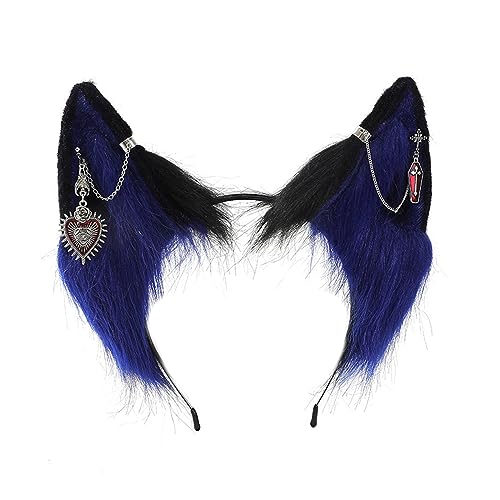 YIZITU Quasten Kette Pelzohr-Haarband für Frauen Plüsch Haarband LolitaStyle Kostüm Stirnband Party Requisiten Halloween Kopfschmuck Lolitastyle Stirnband Halloween Kostüm Zubehör Cosplay von YIZITU