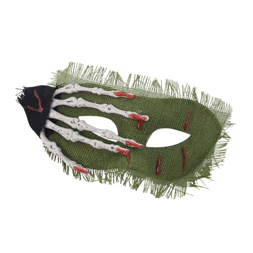 YIZITU Realistische Blutfleckenschädel-Hand, halbes Gesicht für Halloween-Kostümpartys und Theateraufführungen mit bequemer Passform, leichter Horror von YIZITU