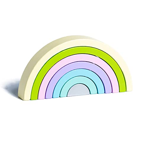 YIZITU Regenbogen Bausteine Gewölbter Stapelspielzeug Für Baby Gehirnentwicklung Brightfolierte Holzspielzeug Vorschulpreißer Brettspiel Spielzeug Für Kinder Kinder Holz Kleinkindspielzeug Spielzeug von YIZITU