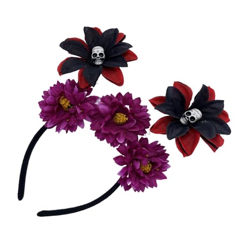 YIZITU Rose Hexe Kostüm Haarreifen Dunkle Blume Schädel Haarstyling für Live-Show-Stirnband für Karneval YIZITU Rose Hexe Kostüm Haarreifen Dunkle Blume Schädel Haarstyling für Live-Show-Stirnband für Karneval von YIZITU