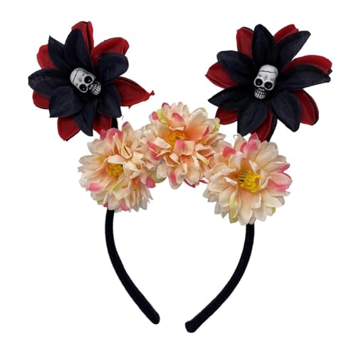 YIZITU Rose Hexe Kostüm Haarreifen Dunkle Blume Schädel Haarstyling für Live-Show-Stirnband für Karneval YIZITU Rose Hexe Kostüm Haarreifen Dunkle Blume Schädel Haarstyling für Live-Show-Stirnband für Karneval von YIZITU