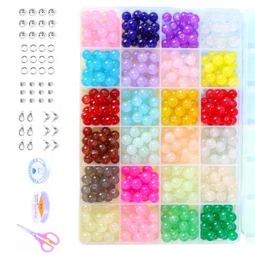 YIZITU Schmuckherstellungs-Set, 8 mm, Glasperlen, bunte Armbänder, Schmuckzubehör für Halsketten von YIZITU