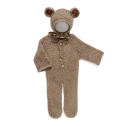 YIZITU Schöne Foto-Requisiten für Neugeborene, Jungen, Mädchen, Outfits, Mohair-Bär-Hut, Haube und Fuß-Strampler, Body, Fotoshooting, Kostüm, Mohair-Bär-Hut und Strampler mit Fuß YIZITU Schöne Foto-Requisiten für Neugeborene, Jungen, Mädchen, Outfits, Mohair-Bär-Hut, Haube und Fuß-Strampler, Body, Fotoshooting, Kostüm, Mohair-Bär-Hut und Strampler mit Fuß von YIZITU