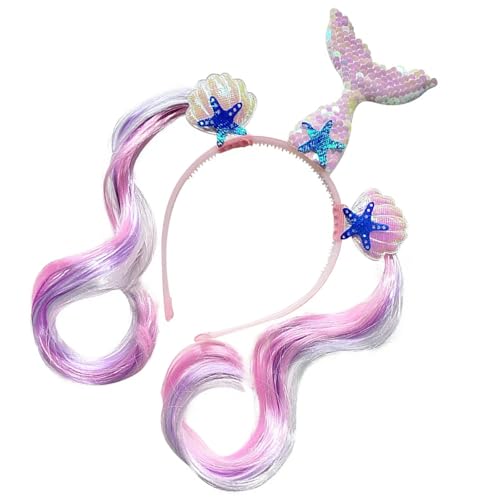 YIZITU Schönes gehörntes Haarband für kleine Mädchen mit Fischschwanz-Designs, Cartoon-Haarreif für Geburtstagsfeiern und Themenveranstaltungen von YIZITU