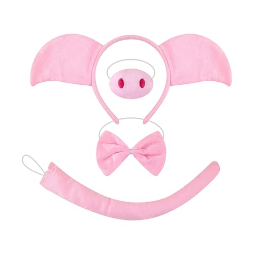 YIZITU Schweinekostüm-Zubehör, Tierohr-Stirnband, Tierschwanz, Nase, Fliege, Rock für Kinder, Erwachsene, Halloween, Geburtstag, Weihnachten YIZITU Schweinekostüm-Zubehör, Tierohr-Stirnband, Tierschwanz, Nase, Fliege, Rock für Kinder, Erwachsene, Halloween, Geburtstag, Weihnachten von YIZITU