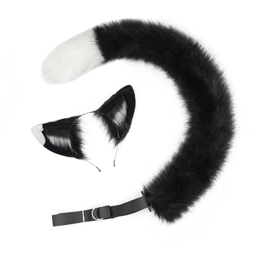 YIZITU Tier-Cosplay-Kostüm, Kunstpelze, Wolf, Katzen, Füchse, Schwanz und Katzenohren, Stirnbänder, Halloween-Party, Kostümzubehör YIZITU Tier-Cosplay-Kostüm, Kunstpelze, Wolf, Katzen, Füchse, Schwanz und Katzenohren, Stirnbänder, Halloween-Party, Kostümzubehör von YIZITU