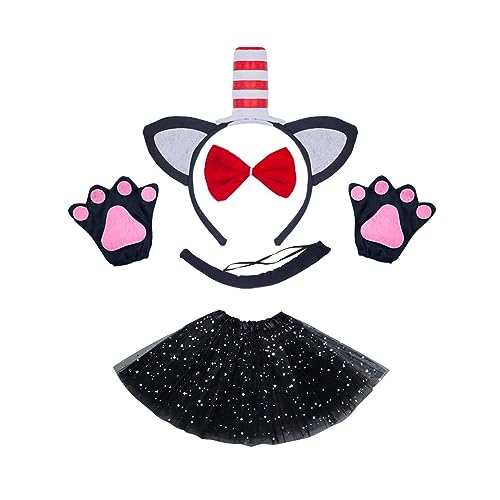 YIZITU Tier-Kostüm-Set für Kinder, schwarze Ohren, Stirnband, Handschuhe, Tutu, Schwanz, Fliege für Halloween, Cosplay, Verkleidung YIZITU Tier-Kostüm-Set für Kinder, schwarze Ohren, Stirnband, Handschuhe, Tutu, Schwanz, Fliege für Halloween, Cosplay, Verkleidung von YIZITU