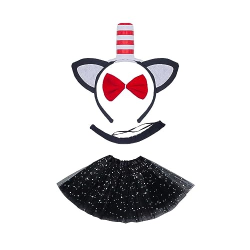 YIZITU Tier-Kostüm-Set für Kinder, schwarze Ohren, Stirnband, Handschuhe, Tutu, Schwanz, Fliege für Halloween, Cosplay, Verkleidung YIZITU Tier-Kostüm-Set für Kinder, schwarze Ohren, Stirnband, Handschuhe, Tutu, Schwanz, Fliege für Halloween, Cosplay, Verkleidung von YIZITU
