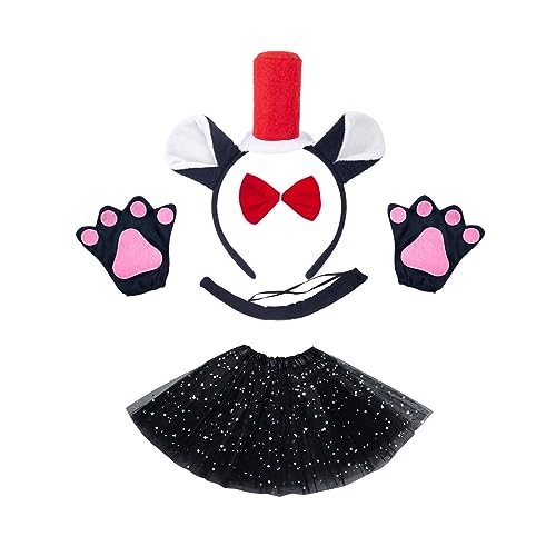 YIZITU Tier-Kostüm-Set für Kinder, schwarze Ohren, Stirnband, Handschuhe, Tutu, Schwanz, Fliege für Halloween, Cosplay, Verkleidung YIZITU Tier-Kostüm-Set für Kinder, schwarze Ohren, Stirnband, Handschuhe, Tutu, Schwanz, Fliege für Halloween, Cosplay, Verkleidung von YIZITU