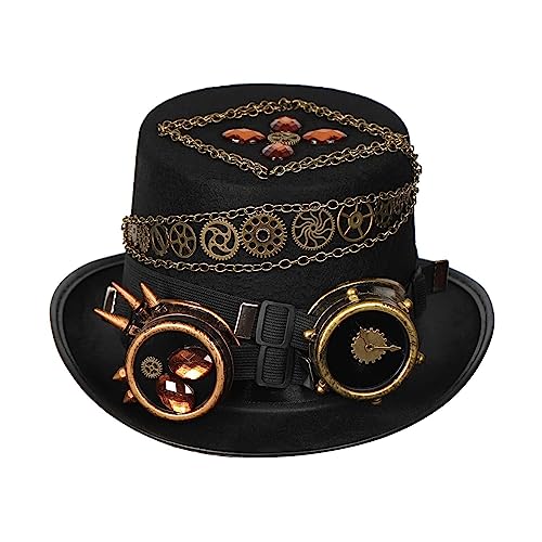 YIZITU Unisex Top Hat Industrial Age Gothic Crystal Cosplay Für Comiccon Party Accessoires Industrial Age Cap Top Hat Cosplay von YIZITU