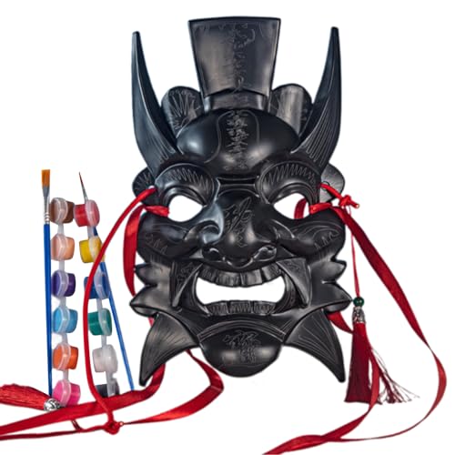 YIZITU Unlackierte Maskeraden Nuo Operas Rohlinge zum Selbermachen mit Pigment-Zeichenpinsel für Halloween, Cosplay-Kostüme von YIZITU