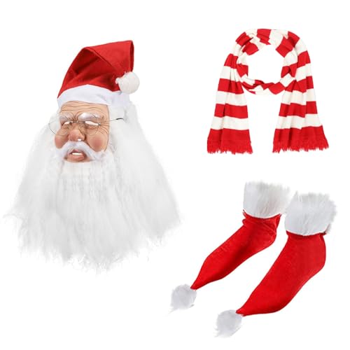 YIZITU Weihnachtskleid Cosplay Zubehör Set Weihnachten Party Weihnachtsmann Verkleidung Weihnachtsmann Cosplay Kopfbedeckung für Erwachsene von YIZITU