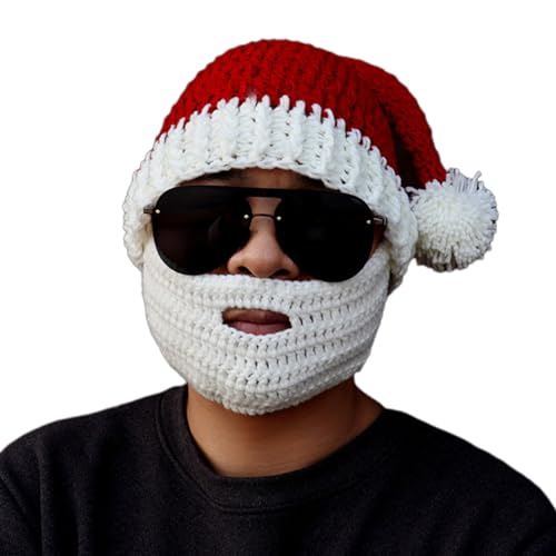 YIZITU Weihnachtsmütze mit Bart für Erwachsene und Kinder, Unisex, gehäkelt, bequem, rot, für Silvester, Urlaub, Party, Hut YIZITU Weihnachtsmütze mit Bart für Erwachsene und Kinder, Unisex, gehäkelt, bequem, rot, für Silvester, Urlaub, Party, Hut von YIZITU