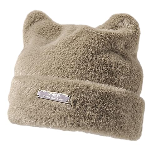 YIZITU Wollähnliche Plüschohren für Damen, Mädchen, Kopfbedeckung, Weihnachtsmütze, weicher Hut, Pullover, Plüschmütze YIZITU Wollähnliche Plüschohren für Damen, Mädchen, Kopfbedeckung, Weihnachtsmütze, weicher Hut, Pullover, Plüschmütze von YIZITU
