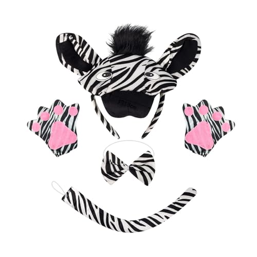 YIZITU Zebras Kostüm-Set, Zebras-Ohren, Stirnband, Fliege, Schwanz, Handschuhe, Tierkostüm für Kinder, Mädchen, Jungen, Halloween, Cosplay, Party YIZITU Zebras Kostüm-Set, Zebras-Ohren, Stirnband, Fliege, Schwanz, Handschuhe, Tierkostüm für Kinder, Mädchen, Jungen, Halloween, Cosplay, Party von YIZITU