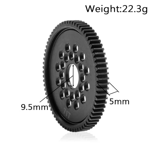 Metall 63T 64T 66T 68T 71T 54500 Stirnrad und Zahnradhalterung Hochgeschwindigkeitsgetriebesatz for Tamiya TT-02 TT02 1/10 RC Auto-Upgrade-Teile(71T) von YJDTESVC