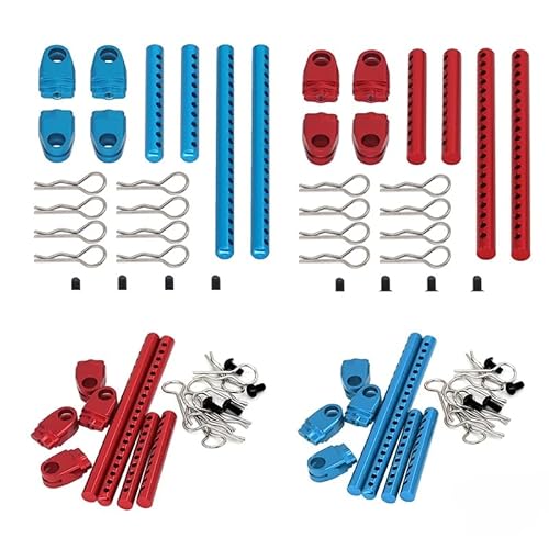 Montierte Metall-Stangenhalterungen für Autogehäuse mit R-förmigen Clips, Befestigungssäule, Modell für RC Tamiya TT02 TT-02, Upgrade-Teile (Blauw) von YJDTESVC
