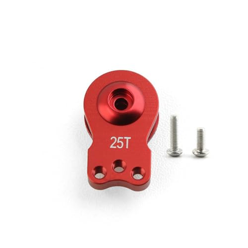 YJDTESVC 1 x 25T Aluminiumlegierung, verstellbare Dämpfung, Servo-Armhupe, 1/3-Loch-Stil für 1/10 RC Crawler Auto, TRX, TRX4, TRX6, Upgrade-Teile (3-Loch-rot) von YJDTESVC