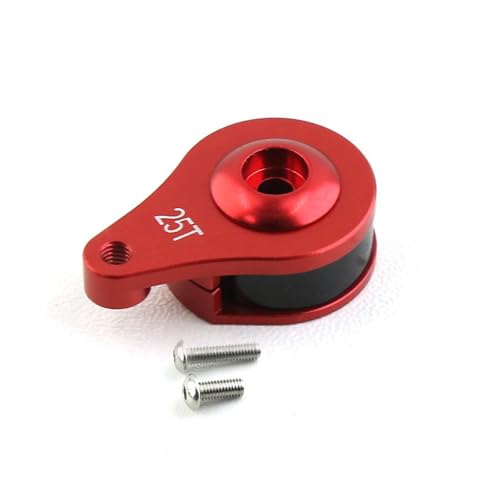 YJDTESVC 1 x 25T Aluminiumlegierung, verstellbare Dämpfung, Servoarmhupe, 1/3-Loch-Stil für 1/10 RC Crawler Auto, TRX, TRX4, TRX6, Upgrade-Teile (1 Loch, rot) von YJDTESVC