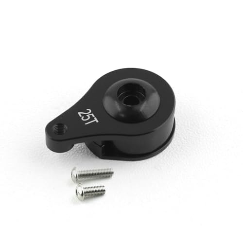 YJDTESVC 1 x 25T Aluminiumlegierung, verstellbare Dämpfung, Servoarmhupe, 1/3-Loch-Stil für 1/10 RC Crawler Auto, TRX, TRX4, TRX6, Upgrade-Teile (1 Loch, schwarz) von YJDTESVC
