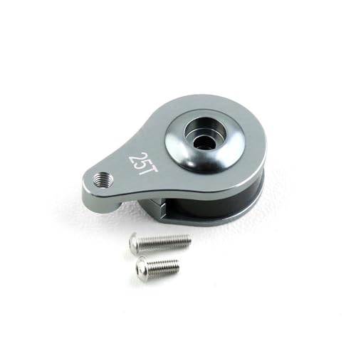 YJDTESVC 1 x 25T Aluminiumlegierung, verstellbare Dämpfung, Servoarmhupe, 1/3-Loch-Stil für 1/10 RC Crawler Auto TRX TRX4 TRX6 Upgrade-Teile (1-Loch Titan) von YJDTESVC