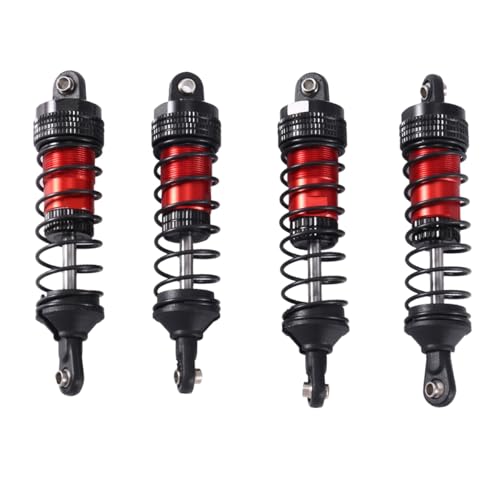 YJDTESVC 4 Stoßdämpfer vorne und hinten aus Metall für Wltoys 144001 144010 124007 124016 124017 124019, Upgrade-Teile für RC-Auto, Rot von YJDTESVC