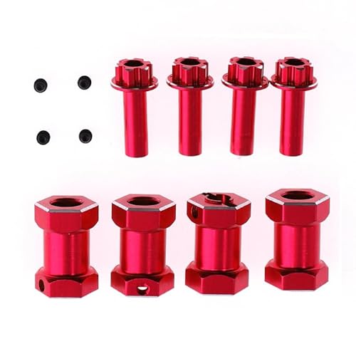 YJDTESVC Sechskant-Adapter für Raupen 1/10, 4 Stück, 20 mm Versatz, für 12 mm Kombi-Sechskantrad YR (Rot) von YJDTESVC