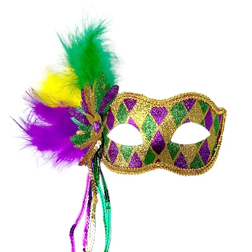 Maskerade Maske mit Feder, Frauen Venezianische Maske Halloween Party Mardi Gras Maske Karneval Augenmaske für Verkleidung Spitze Maske Kostüm Party，Interessantes Rollenspiel Zubehör (colorful) von YJHWLF
