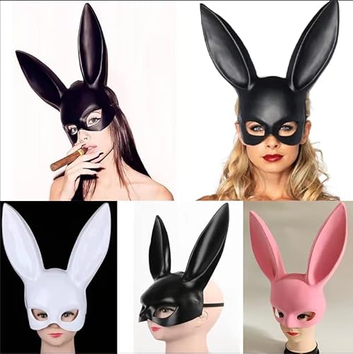 YJHWLF Kaninchenmaske Bunny Kostüm Frauen, Hase Augenmaske mit Ohren,Bunny Kostüm Make-up Ball Maske, Halloween, Rollenspiele, Kostüm, Geburtstag, Karnevalsgebrauch (2-teilig) von YJHWLF
