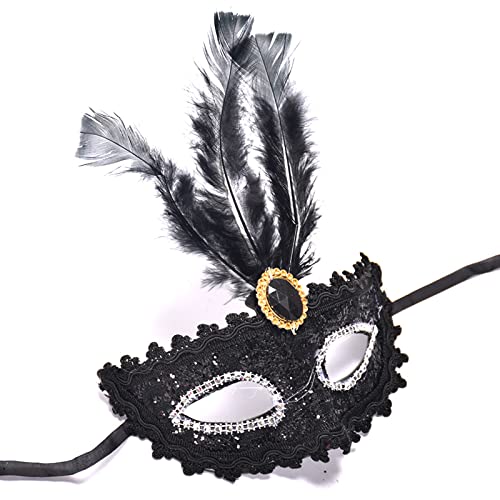 YJHWLF Maskerade Maske mit Feder, Frauen Venezianische Maske Halloween Party Mardi Gras Maske Karneval Augenmaske für Verkleidung Spitze Maske Kostüm Party,Interessantes Rollenspiel Zubehör (schwarz) YJHWLF Maskerade Maske mit Feder, Frauen Venezianische Maske Halloween Party Mardi Gras Maske Karneval Augenmaske für Verkleidung Spitze Maske Kostüm Party,Interessantes Rollenspiel Zubehör (schwarz) von YJHWLF