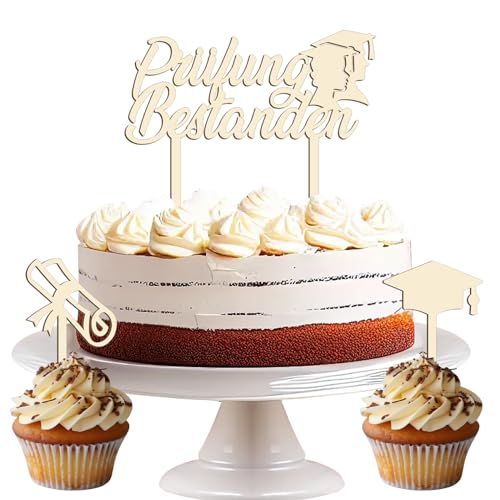 3pcs Cake Topper :Prüfung Bestanden Tortendeko Holz, Torten Cupcake Topper Kuchendeko Abschluss Abschlussfeier Gratulation Abitur Abi 2025 Bachelor Geschenk 3pcs Cake Topper :Prüfung Bestanden Tortendeko Holz, Torten Cupcake Topper Kuchendeko Abschluss Abschlussfeier Gratulation Abitur Abi 2025 Bachelor Geschenk von YJSDDNTY