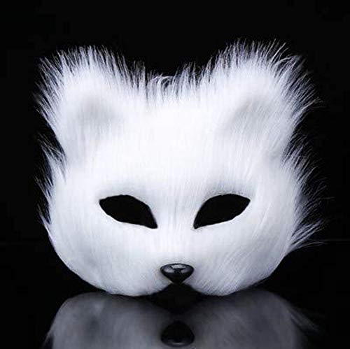 YJZQ Fuchs Maske Furry Fox Half Face Veil Verkleidung Augenmaske Fuchs Kostüm Zubehör Halloween Karneval Cosplay Party Maske Make-up Requisite für Erwachsene von YJZQ