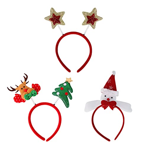 YJZQ Haarreifen Weihnachten 3 Pack Weihnachten Stirnband Weihnachtsmütze Weinachtshaarreifen Weihnachten Haarschmuck Kopfbedeckung Weihnachtsfeiern Cosplay für Kinder Erwachsene(Einegröße) von YJZQ