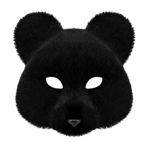 YJZQ Halbmaske Bär, Halloween, realistische Kunstpelz, halbes Gesicht, Plüsch, für Erwachsene, komplettes Gesicht für Kinder, Cosplay, Theater von YJZQ