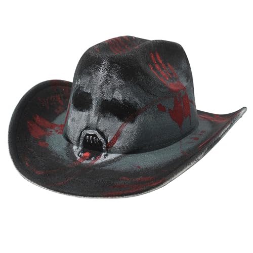 YJZQ Halloween Cowboyhut mit Geister, Kürbisse, Skelette, Fledermaus Zylinder Hut Modischer Zauberhut Erwachsener Magierhut Kreative Partyhüte für Halloween, Karneval, Themenpartys, Maskenball YJZQ Halloween Cowboyhut mit Geister, Kürbisse, Skelette, Fledermaus Zylinder Hut Modischer Zauberhut Erwachsener Magierhut Kreative Partyhüte für Halloween, Karneval, Themenpartys, Maskenball von YJZQ