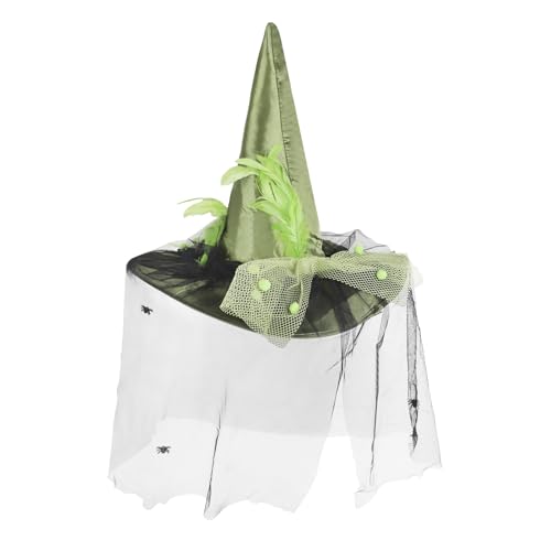 YJZQ Hexenhut, Oz, grün, Satin, faltbar, mit Schleier, für Hexe, Fee, Zauberer, Kostüm, Halloween, Weihnachten, Einheitsgröße YJZQ Hexenhut, Oz, grün, Satin, faltbar, mit Schleier, für Hexe, Fee, Zauberer, Kostüm, Halloween, Weihnachten, Einheitsgröße von YJZQ